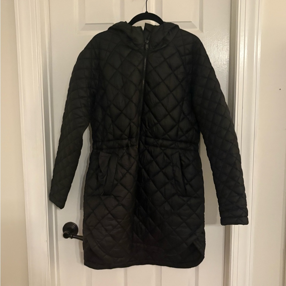Athleta Black Quilted Puffer Coat